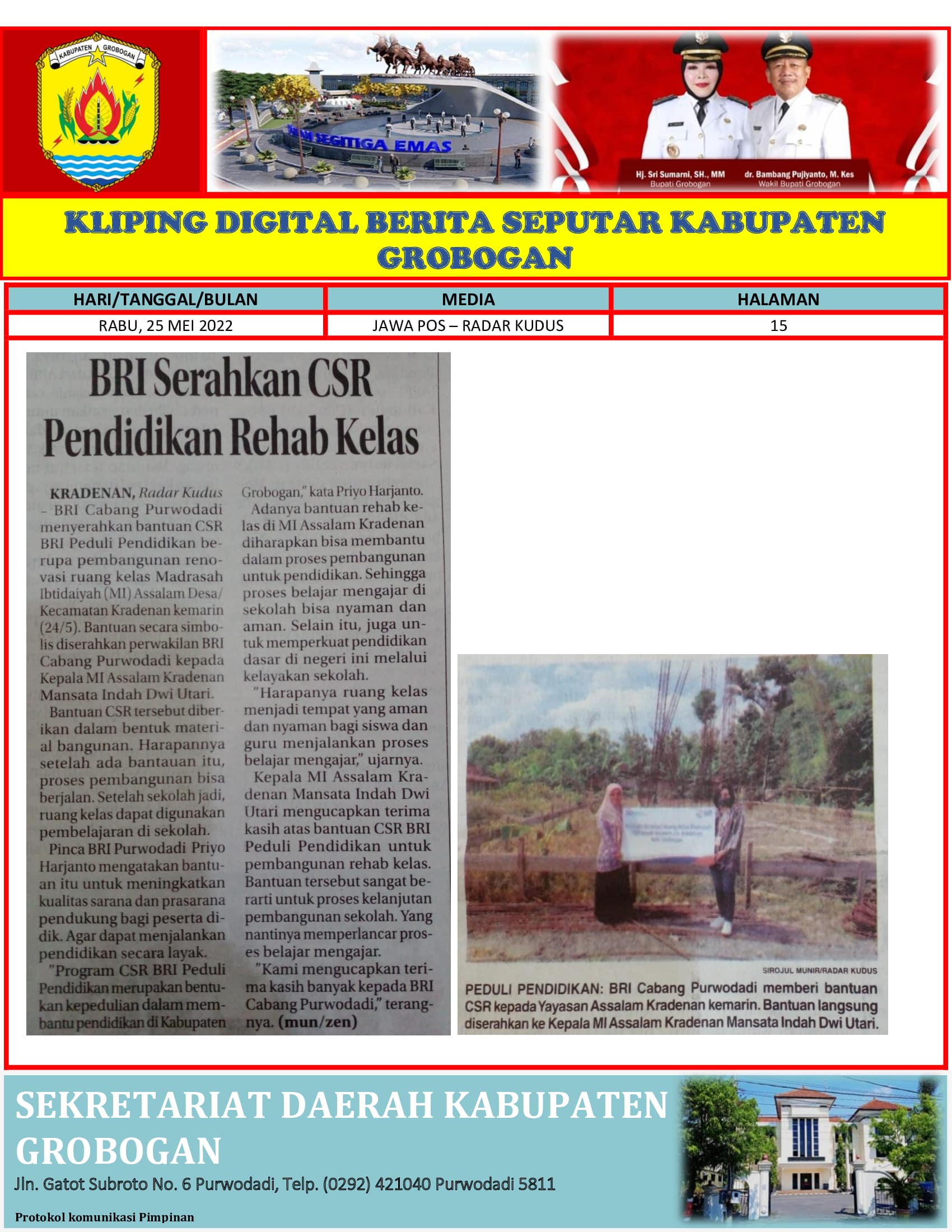 BRI Serahkan CSR Pendidikan Rehab Kelas Radar Kudus 25052022 min