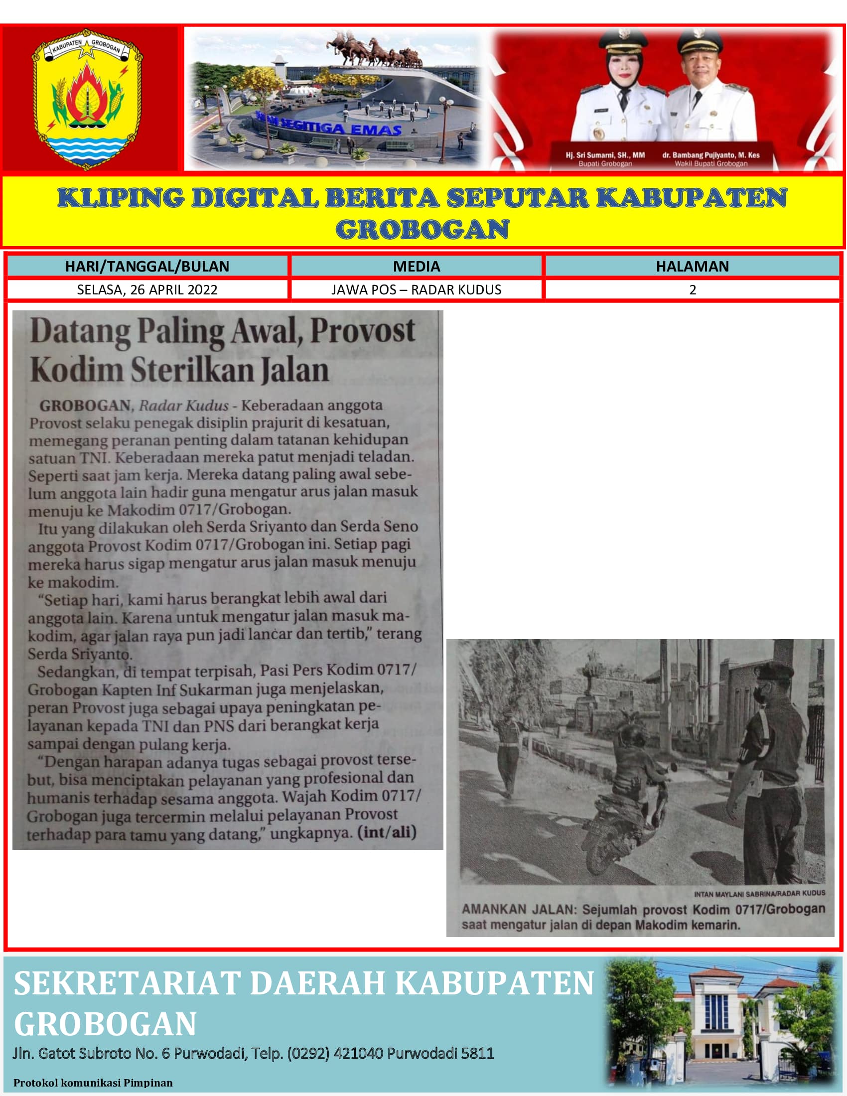 Datang Paling Awal Provost Kodim Sterilkan Jalan Radar Kudus 26042022