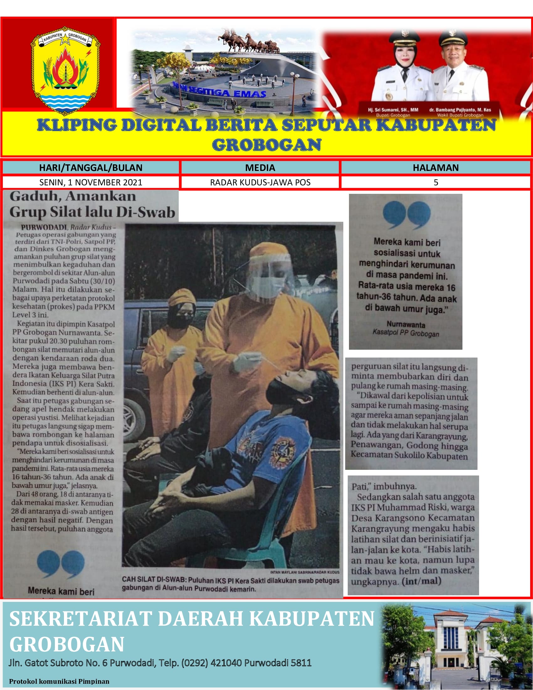 Gaduh Amankan Grub Silat lalu Di Swab Radar Kudus 1.11.2021