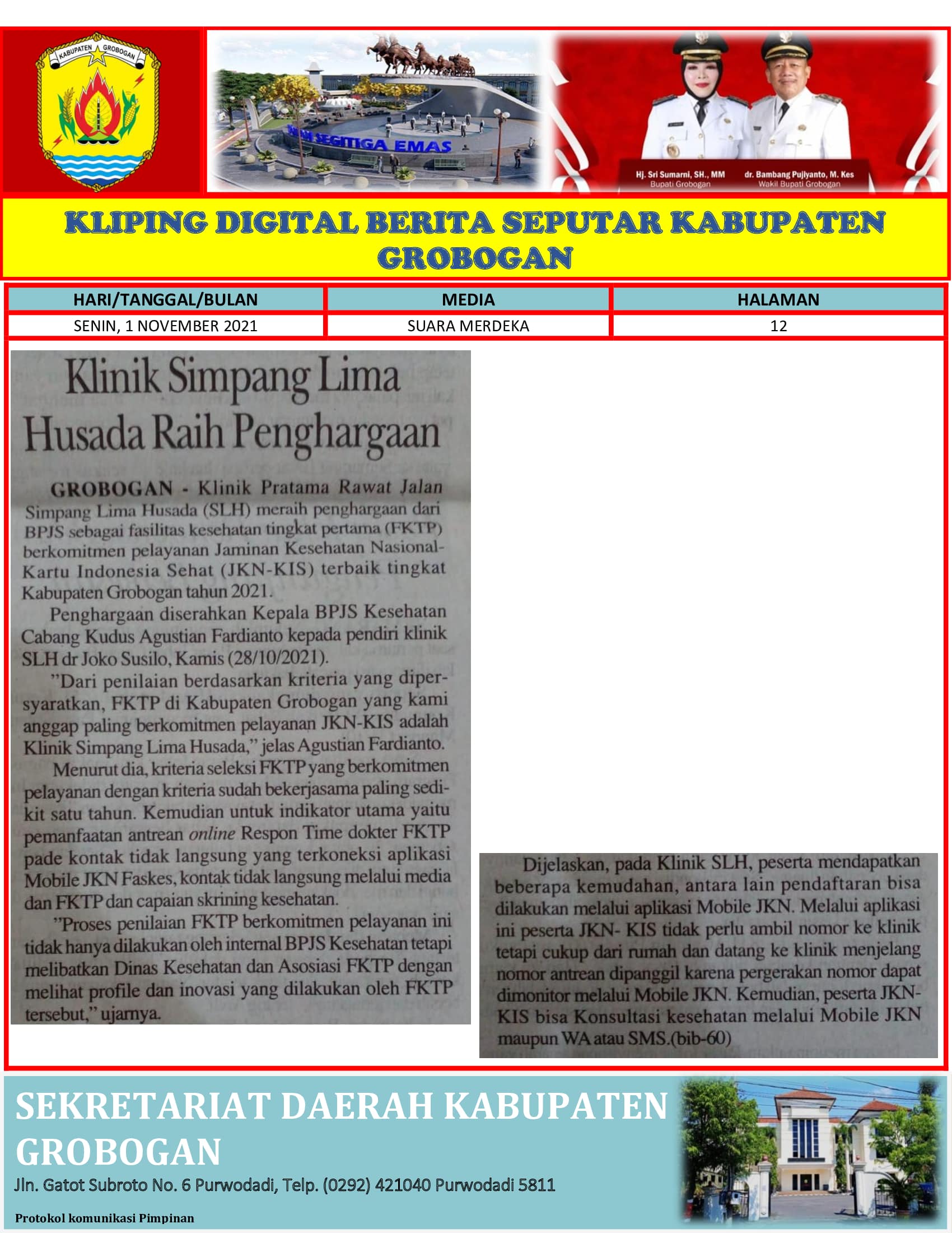 Klinik Simpang Lima Husada Raih Penghargaan Suara Merdeka 1.11.2021