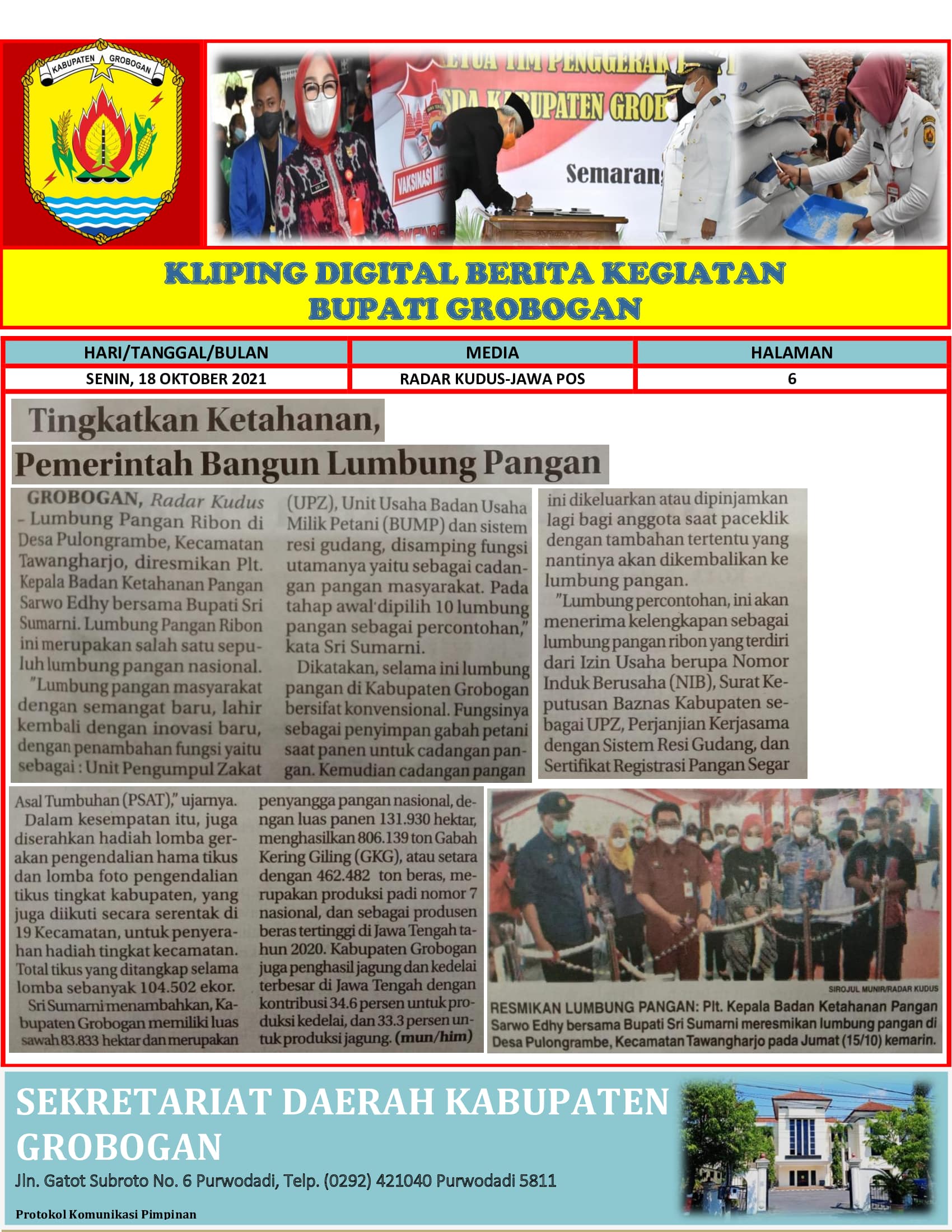 Tingkatkan Ketahanan Pemerintah Bangun Lumbung Pangan Radar Kudus 18.10.2021
