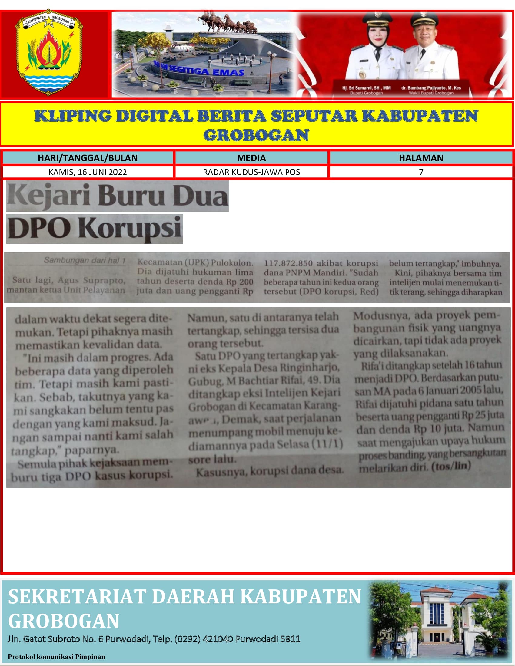 Lanjutan Kejari Buru Dua DPO Korupsi Radar Kudus 16062022