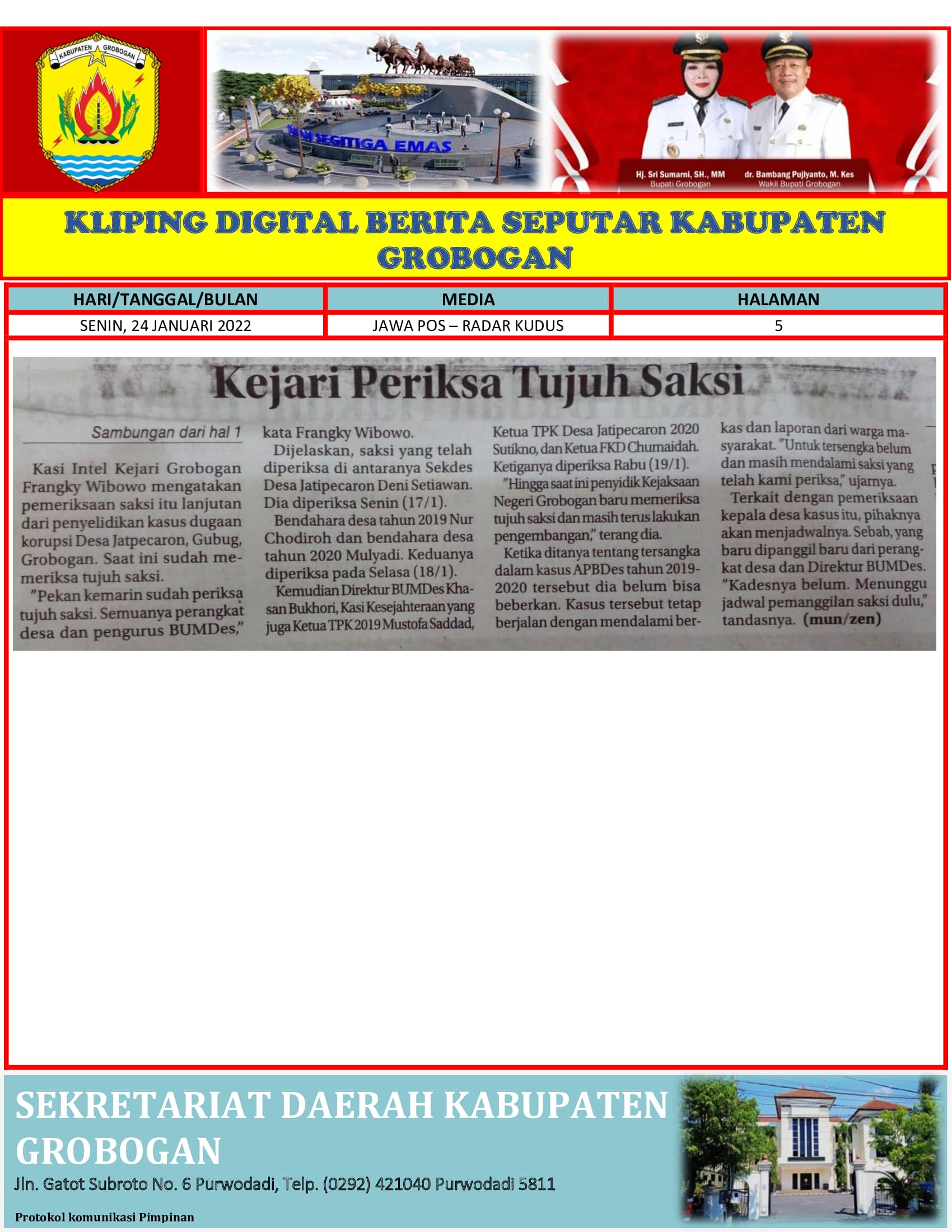 Lanjutan Kejari Perikasa Tujuh Saksi Radar Kudus 24012022