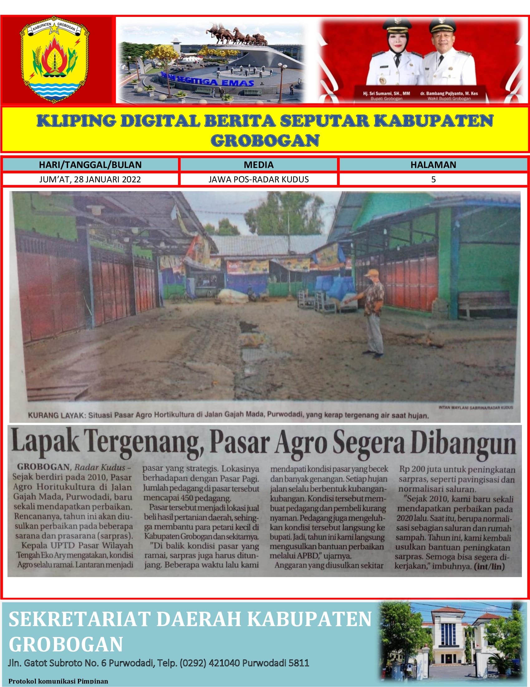Lapak Tergenang Pasar Agro Segera Dibangun Radar Kudus 28012022