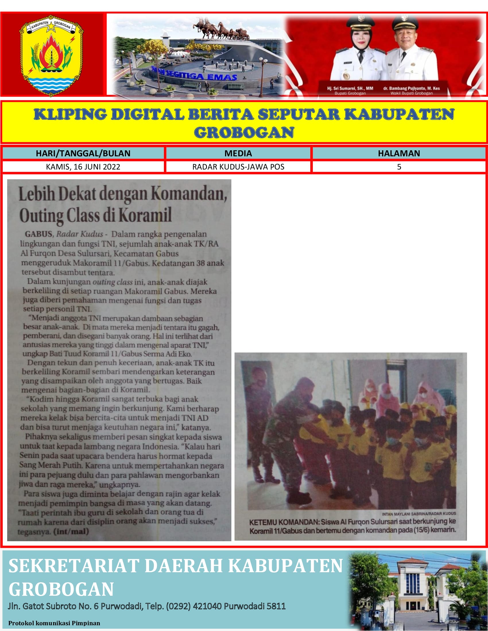 Lebih Dekat Dengan Komandan Outing Class di Koramil Radar Kudus 16062022