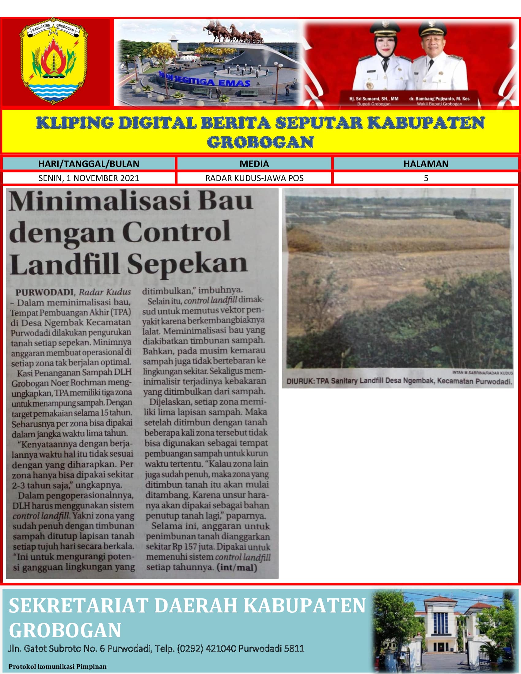 Minimalisasi Bau dengan Control Landfill Sepekan Radar Kudus 1.11.2021