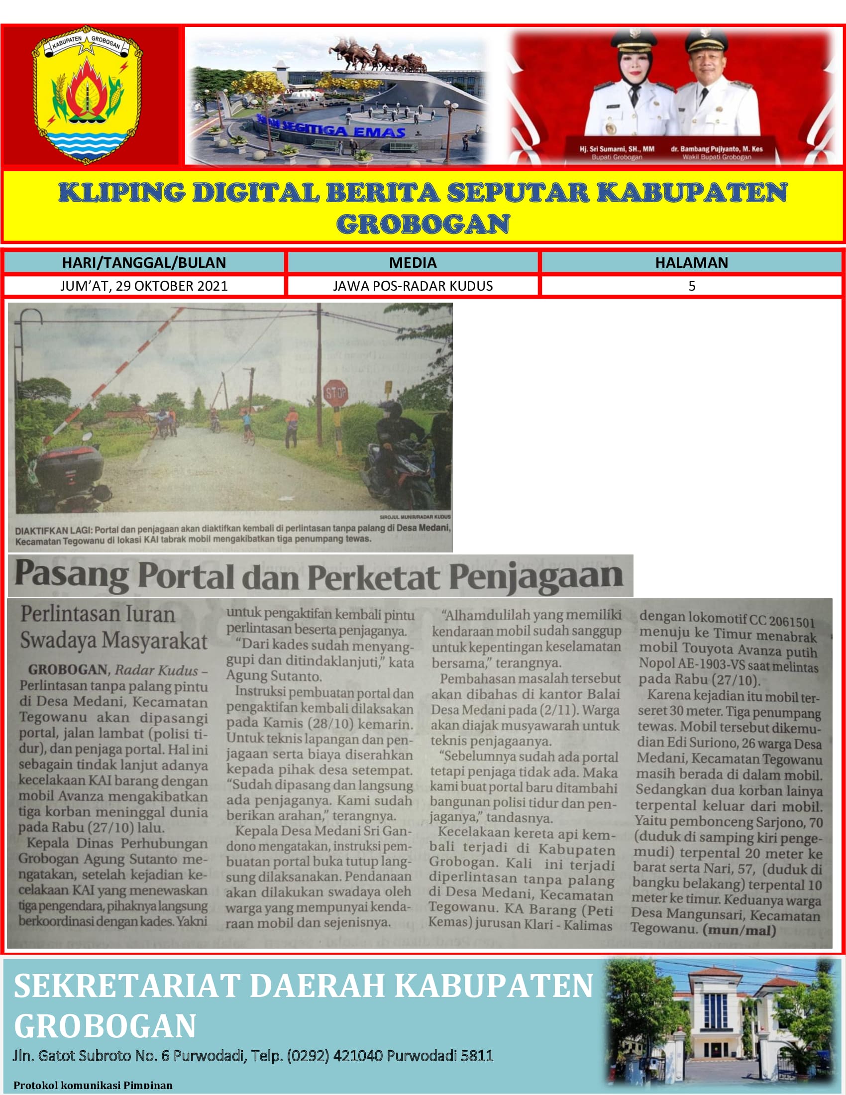 Pasang Portal dan Perketat Penjagaan Radar Kudus 29.10.2021
