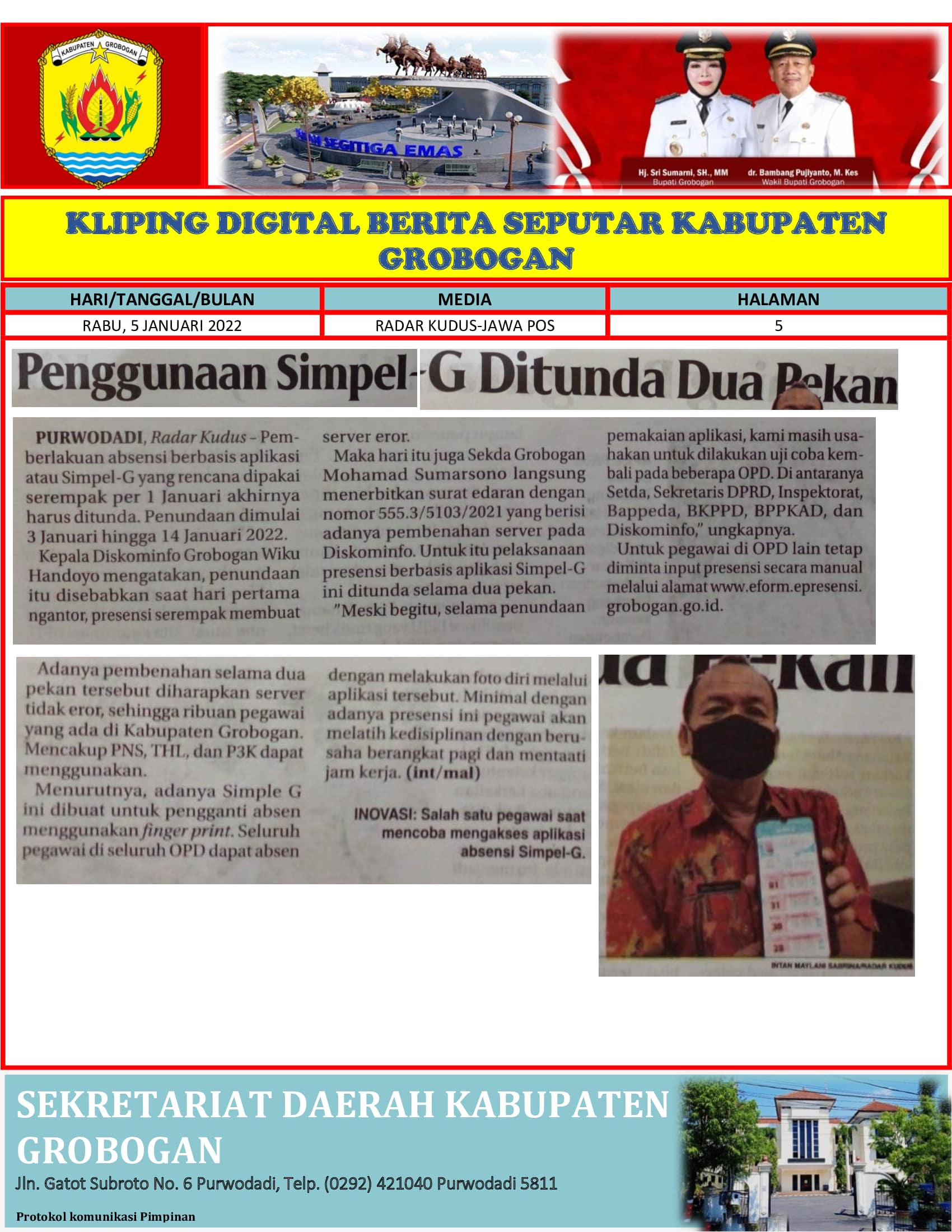 Penggunaan Simple G Ditunda Dua Pekan Radar Kudus 5 Januari 2022