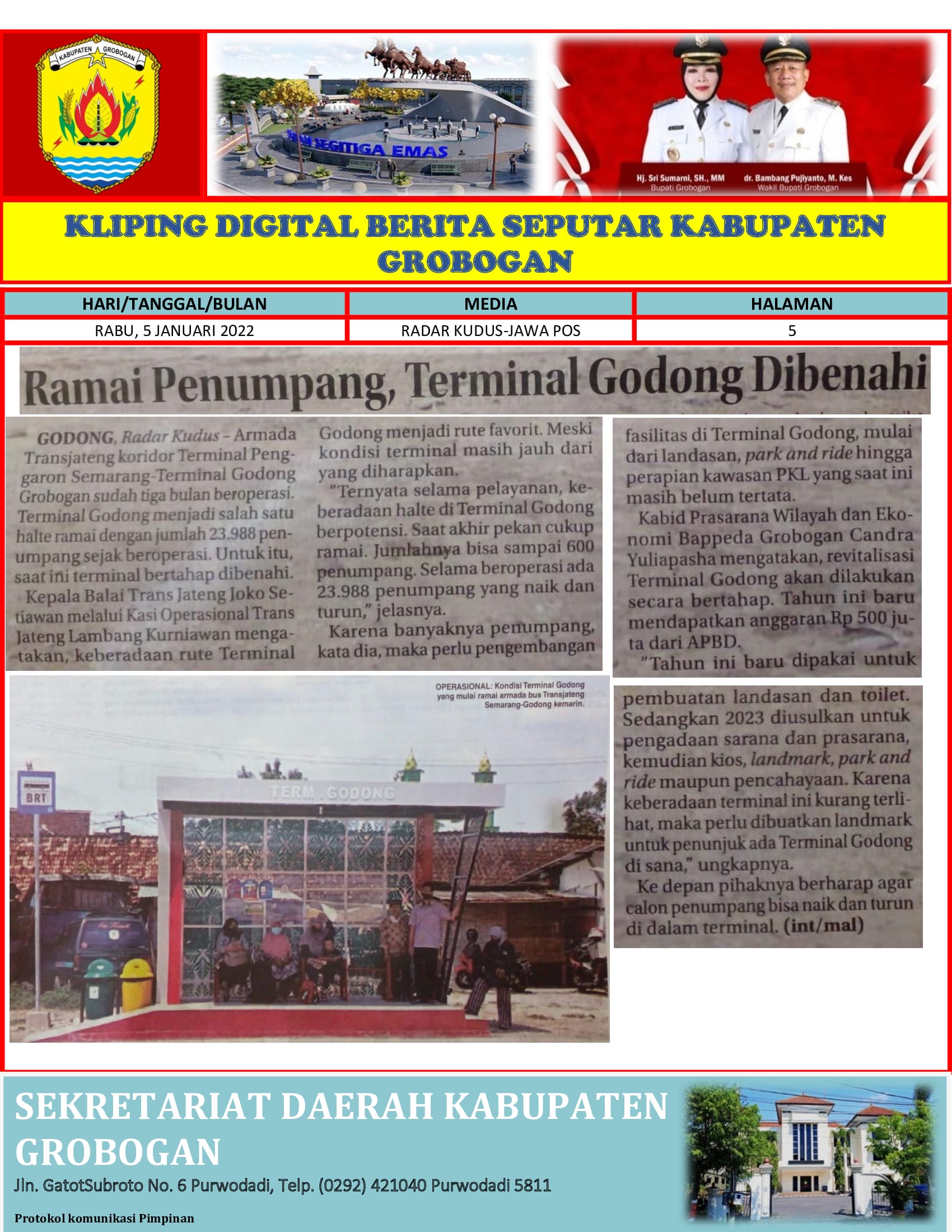 Ramai Penumpang Terminal Godong di Benahi Radar Kudus 5 Januari 2022