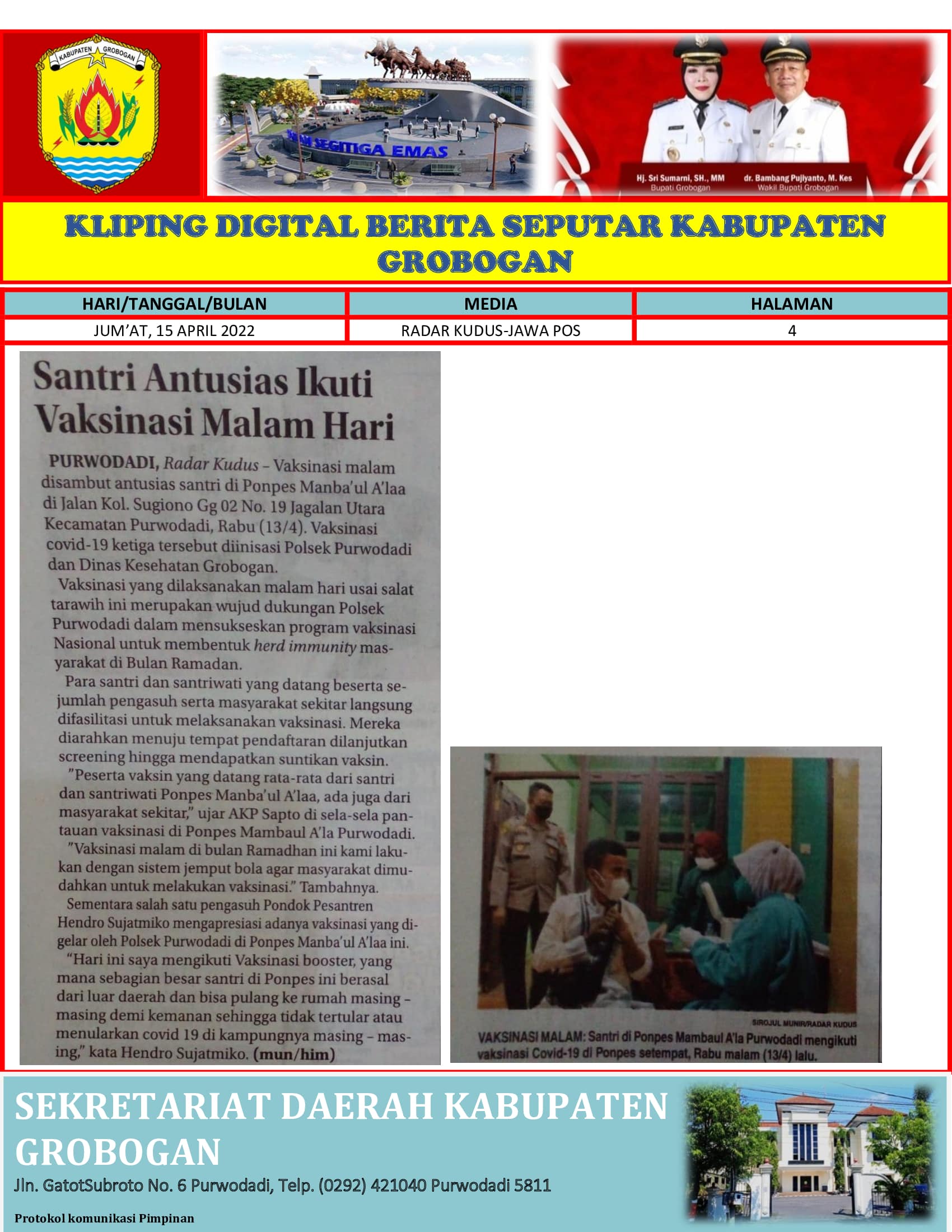Santri Antusias Ikuti Vaksinasi Malam Hari Radar Kudus 15042022