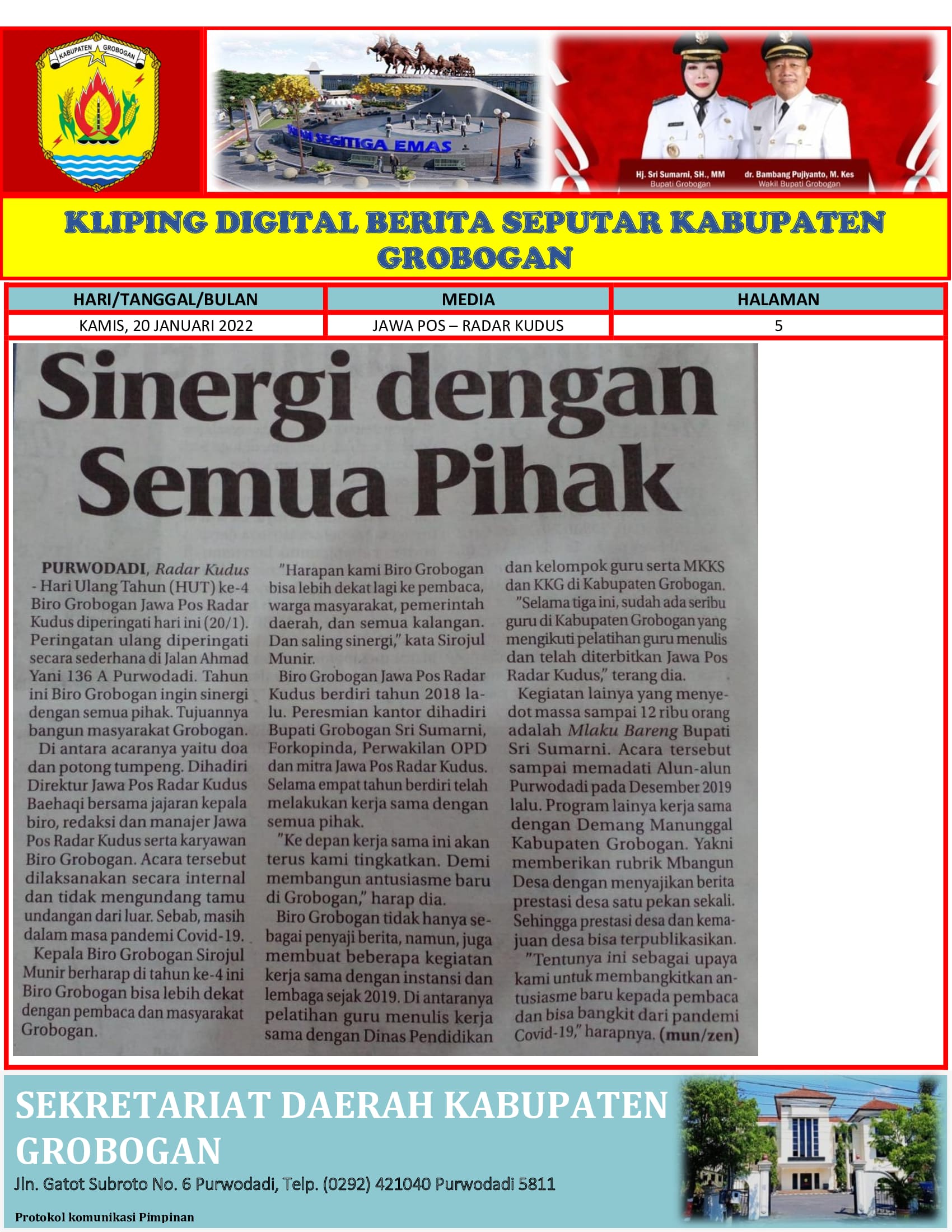 Sinergi Dengan Semua Pihak Radar Kudus 20012022