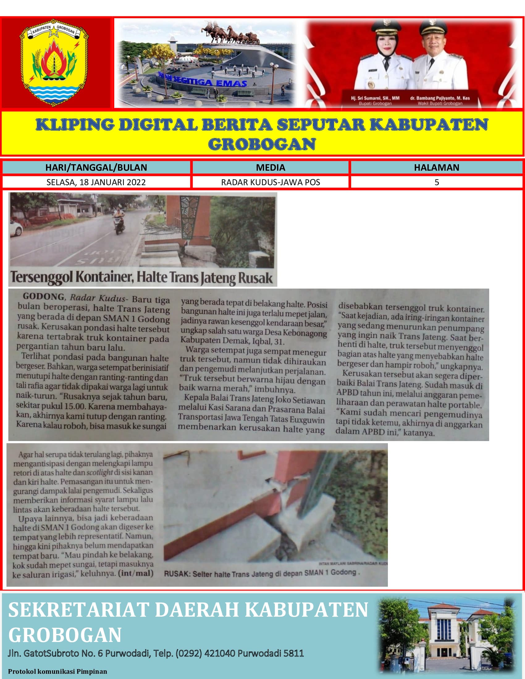 Tersenggol Kontainer Halte Trans Jateng Rusak Radar Kudus 18012022 min